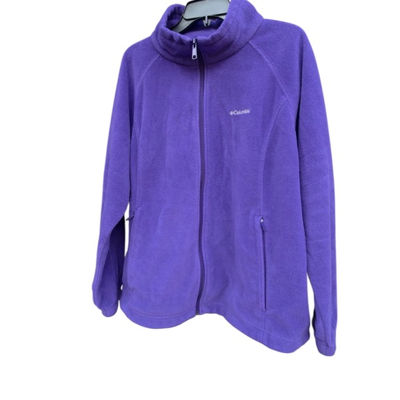 columbia sportswear Jackets & Blazers - Columbia Women Benton Springs Purple Full Zip Fleece Jacket MockNeck 2X RN69724
